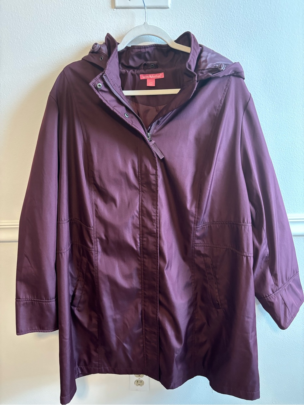 Woman Within Hooded Utility Jacket in Plum